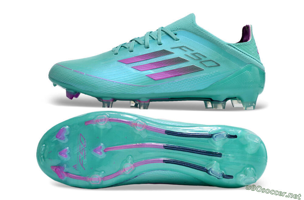Unisex Adidas F50 Adizero FG Football Boots - Jade/Purple/Blue 1