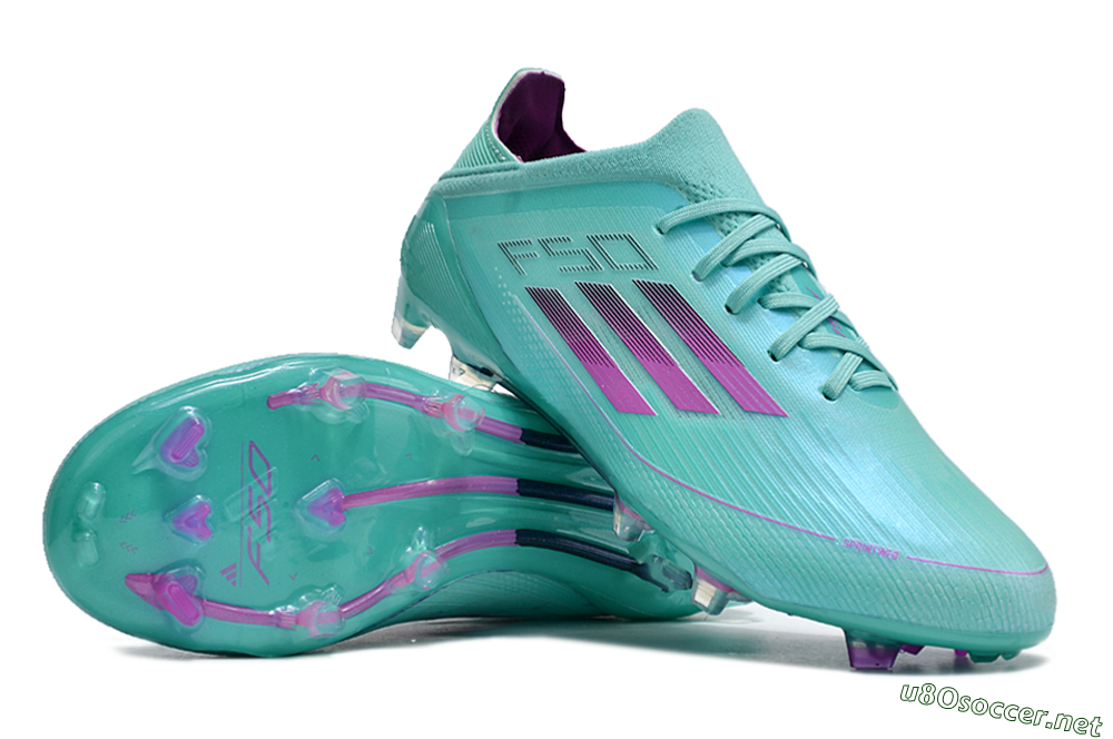 Unisex Adidas F50 Adizero FG Football Boots - Jade/Purple/Blue 3