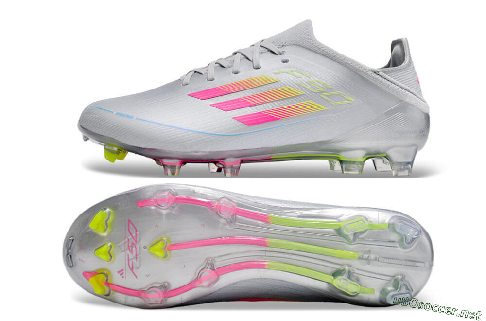 Unisex Adidas F50 Adizero FG Football Boots - Silver/Yellow/Pink 1