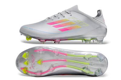 Unisex Adidas F50 Adizero FG Football Boots - Silver/Yellow/Pink