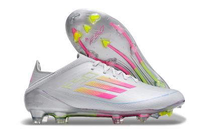 Unisex Adidas F50 Adizero FG Football Boots - Silver/Yellow/Pink