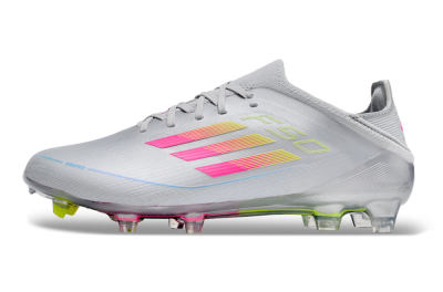 Unisex Adidas F50 Adizero FG Football Boots - Silver/Yellow/Pink