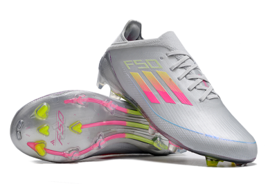 Unisex Adidas F50 Adizero FG Football Boots - Silver/Yellow/Pink