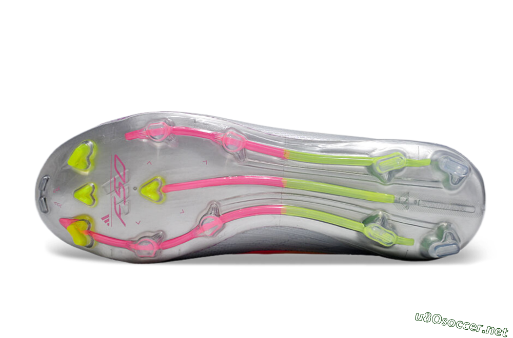 Unisex Adidas F50 Adizero FG Football Boots - Silver/Yellow/Pink 6