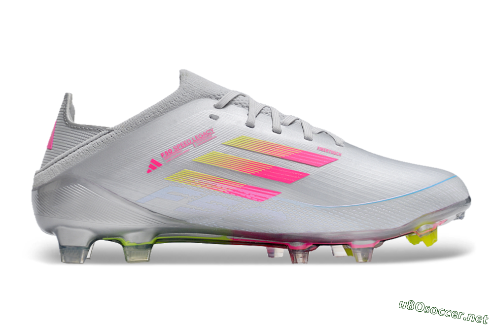 Unisex Adidas F50 Adizero FG Football Boots - Silver/Yellow/Pink 7