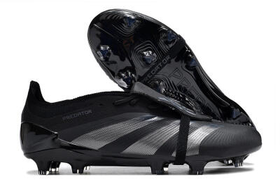 Men's Adidas Predator Elite Foldover Tongue FG Football Boots - Black/Silver/Blue
