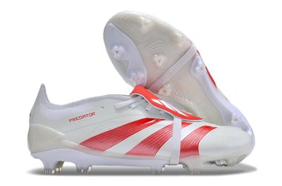 Men's Adidas Predator Elite Foldover Tongue FG Football Boots - Beige/Red/White