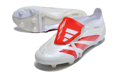 Men's Adidas Predator Elite Foldover Tongue FG Football Boots - Beige/Red/White