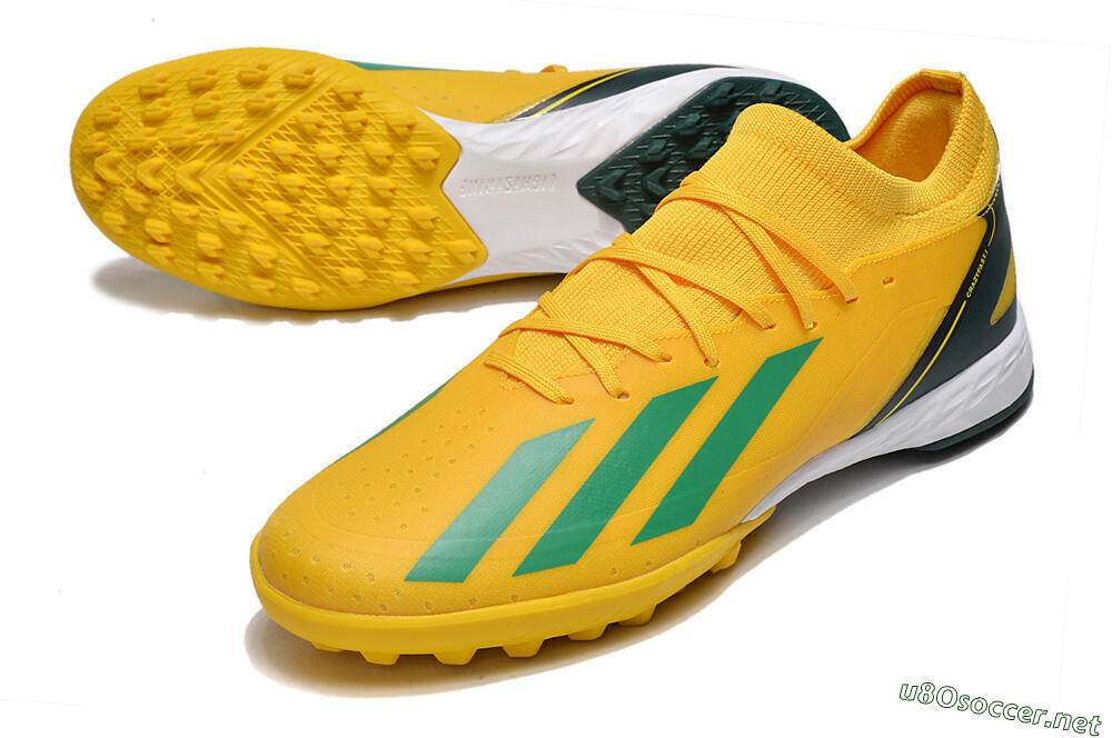 Men's Adidas X Crazyfast.3 TF Football Shoes - Yellow/Blue/White 3