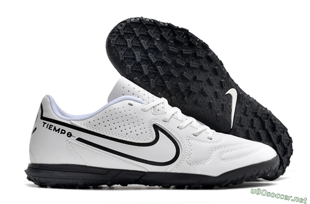 Men's Nike Tiempo Legend 9 Club TF Football Shoes - White/Black 2