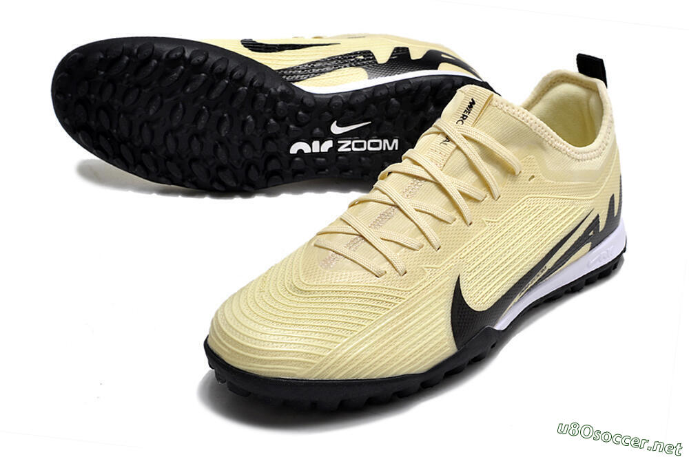 Men's Nike Air Zoom Mercurial Vapor 15 Pro TF Football Shoes - Beige/Black/White 3