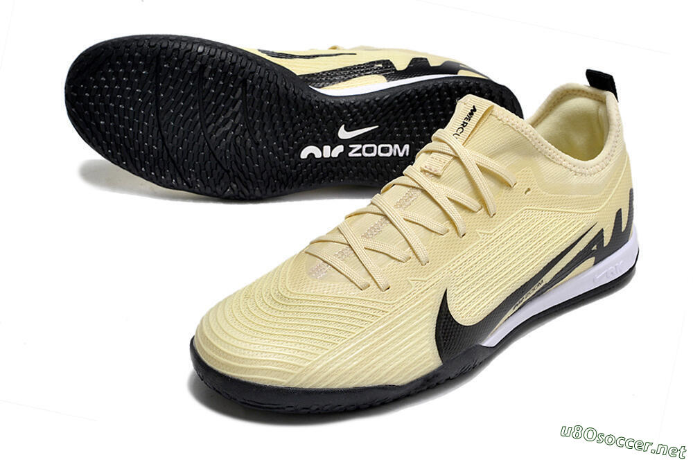 Men's Nike Air Zoom Mercurial Vapor 15 Pro IC Football Shoes - Beige/Black/White 3