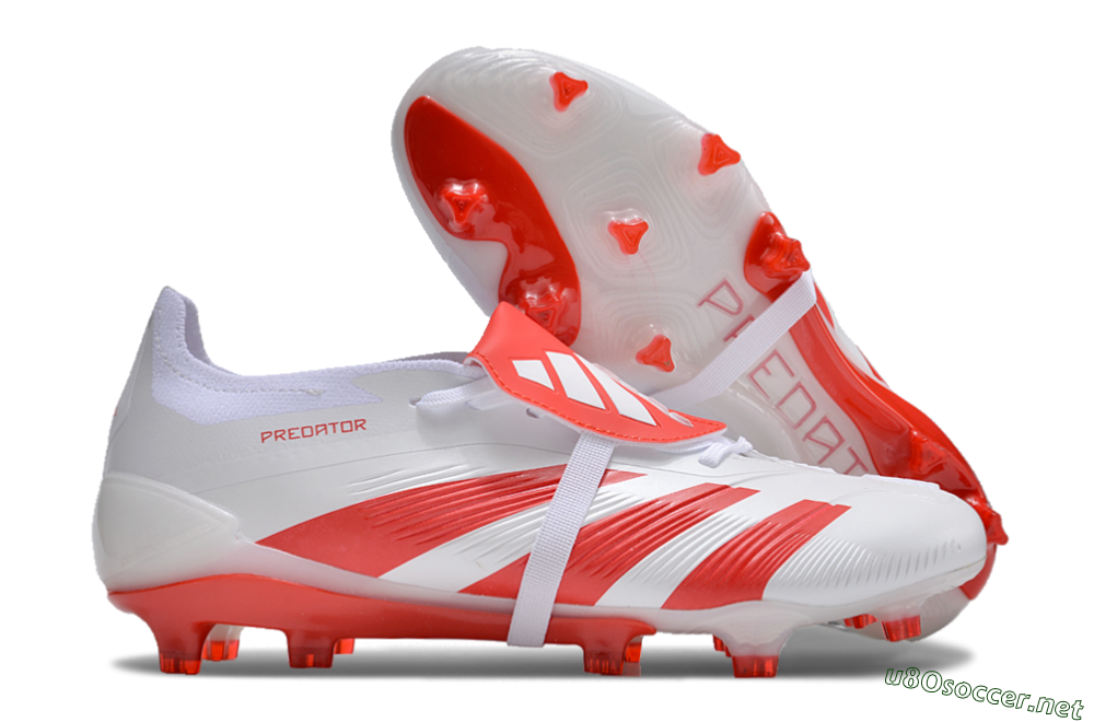 Men's Adidas Predator Elite Foldover Tongue FG Football Boots - White/Red 2