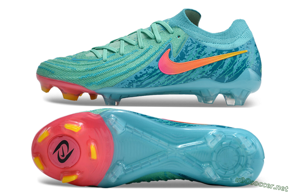 Unisex Nike Phantom Luna 2 Elite Vortex LV8 FG Football Boots - Green/Orange/Black 1