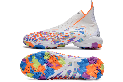 Unisex Adidas Predator Freak+ TF Football Shoes - White/Orange/Blue/Purple