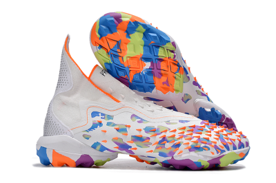 Unisex Adidas Predator Freak+ TF Football Shoes - White/Orange/Blue/Purple