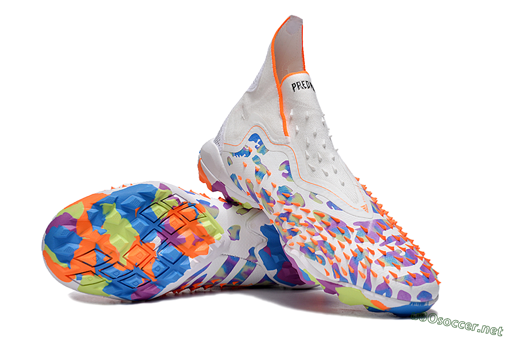 Unisex Adidas Predator Freak+ TF Football Shoes - White/Orange/Blue/Purple 3