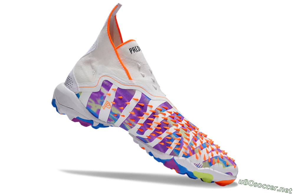Unisex Adidas Predator Freak+ TF Football Shoes - White/Orange/Blue/Purple 4