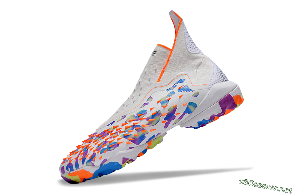 Unisex Adidas Predator Freak+ TF Football Shoes - White/Orange/Blue/Purple 5