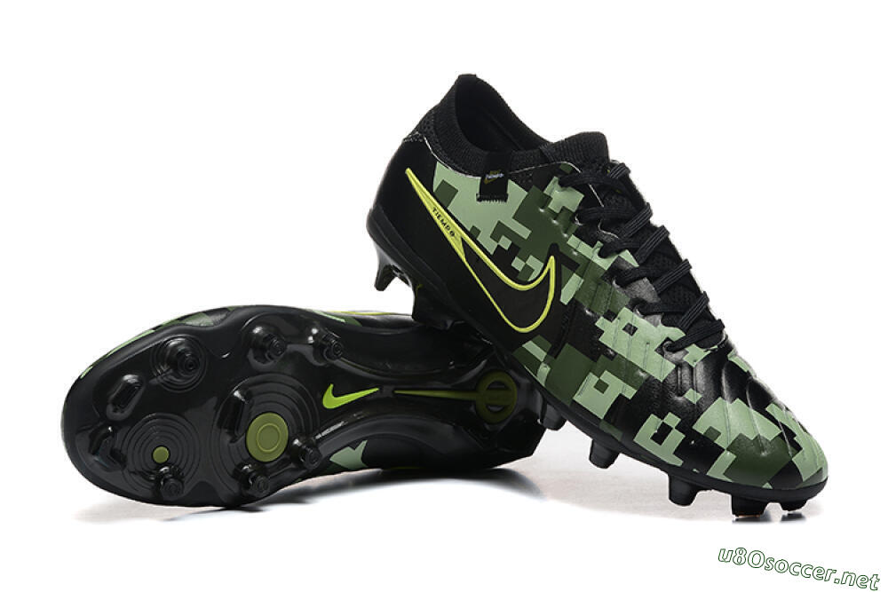 Men's Nike Tiempo Legend 10 Elite FG Football Boots - Black/Camo/Yellow 4