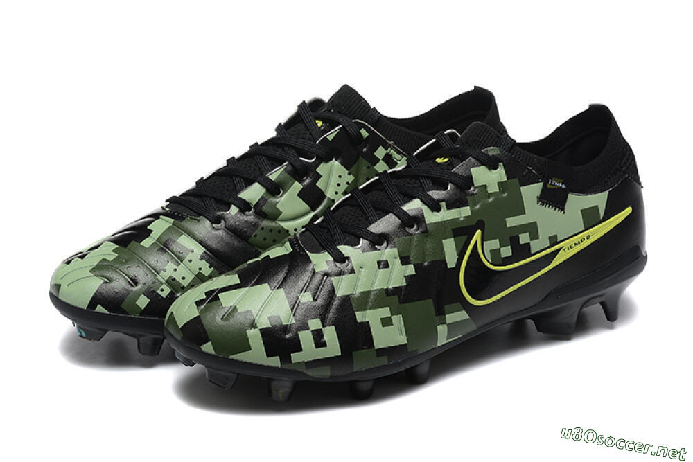 Men's Nike Tiempo Legend 10 Elite FG Football Boots - Black/Camo/Yellow 5