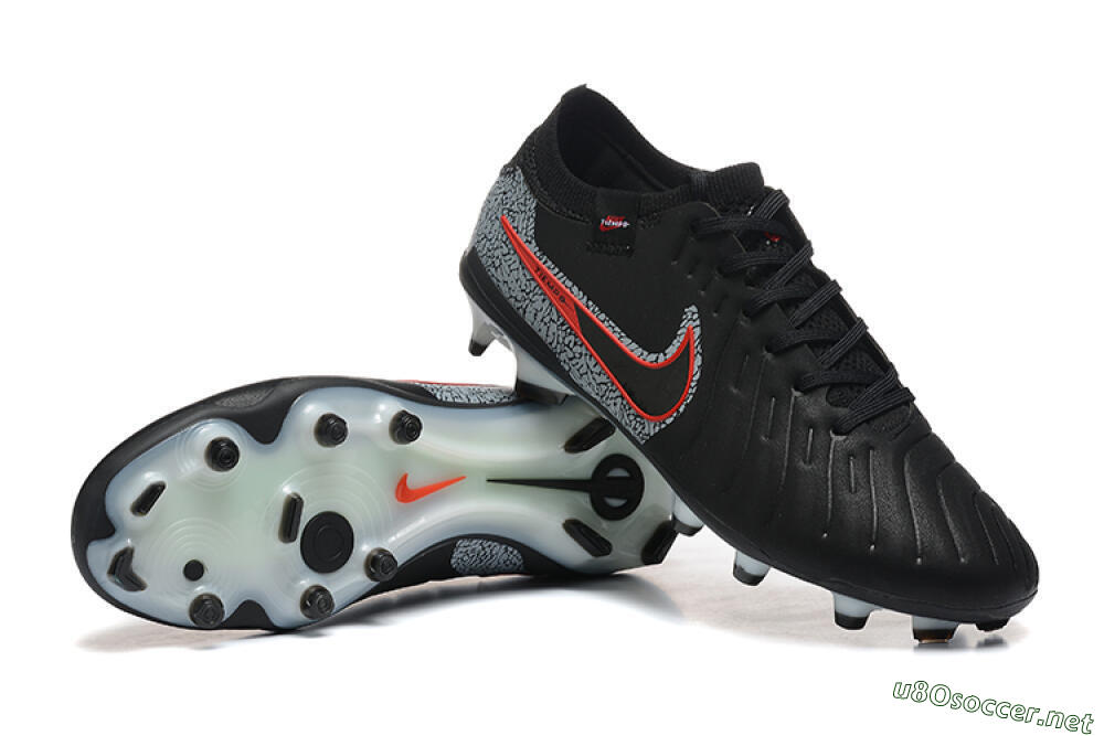 Men's Nike Tiempo Legend 10 Elite FG Football Boots - Black/Red/Grey 4