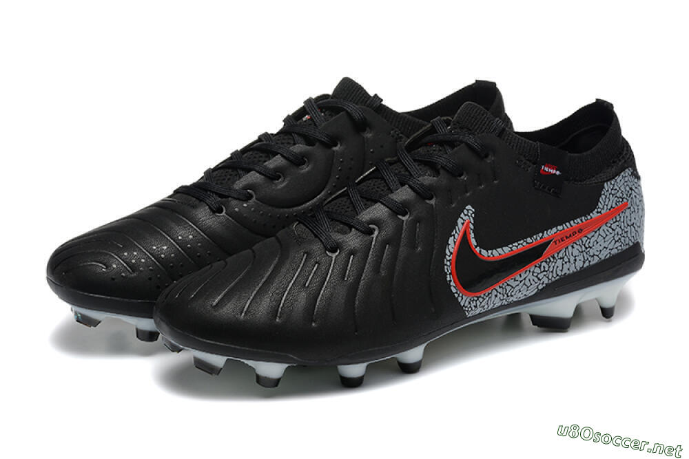 Men's Nike Tiempo Legend 10 Elite FG Football Boots - Black/Red/Grey 5