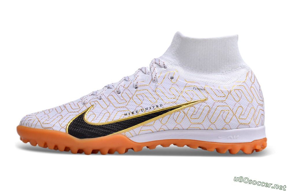 Unisex Nike Air Zoom Mercurial Superfly 9 Elite TF Football Shoes - White/Black/Gold 0