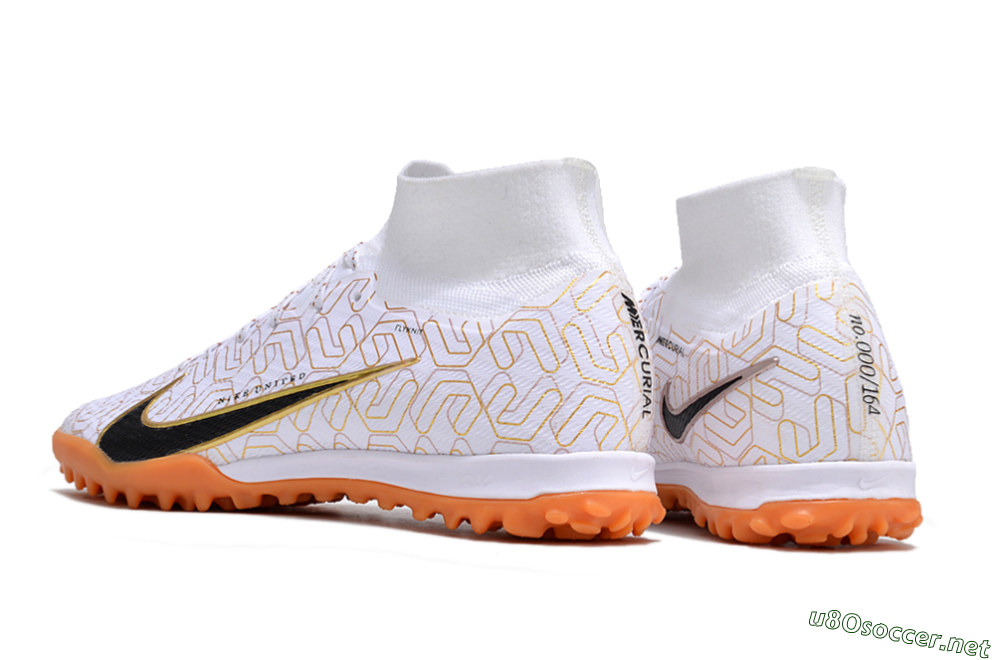 Unisex Nike Air Zoom Mercurial Superfly 9 Elite TF Football Shoes - White/Black/Gold 4