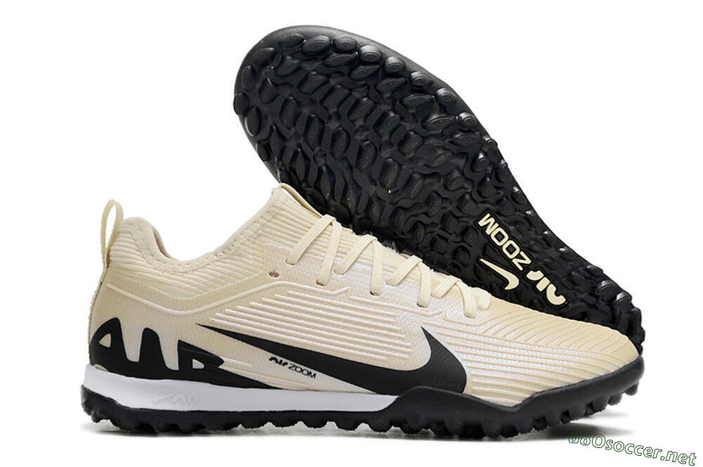 Unisex Nike Air Zoom Mercurial Vapor 15 Elite TF Football Shoes - Beige/Black/White 2