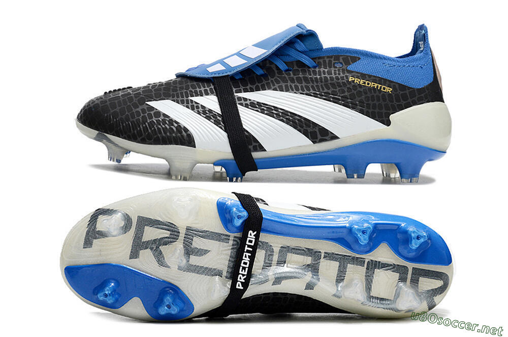 Unisex Adidas Predator Elite Foldover Tongue FG Football Boots - Black/White/Blue 1