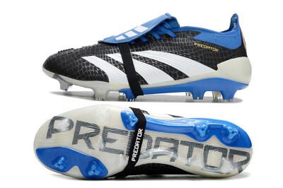 Unisex Adidas Predator Elite Foldover Tongue FG Football Boots - Black/White/Blue