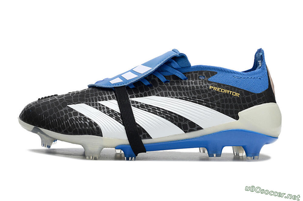 Unisex Adidas Predator Elite Foldover Tongue FG Football Boots - Black/White/Blue 0