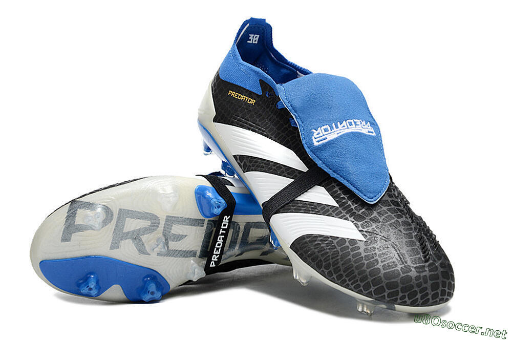 Unisex Adidas Predator Elite Foldover Tongue FG Football Boots - Black/White/Blue 3