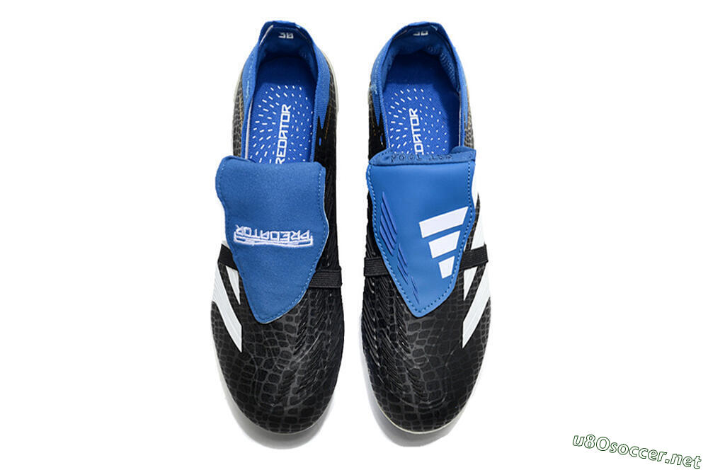 Unisex Adidas Predator Elite Foldover Tongue FG Football Boots - Black/White/Blue 4