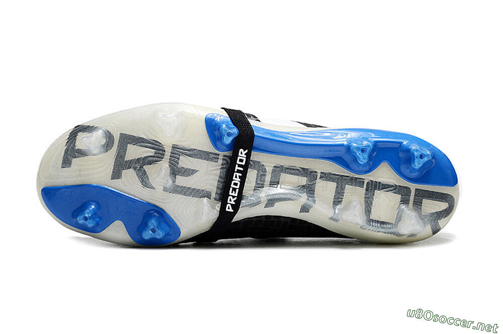 Unisex Adidas Predator Elite Foldover Tongue FG Football Boots - Black/White/Blue 6