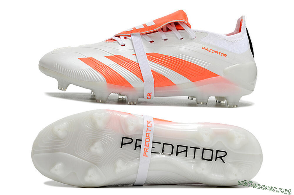 Unisex Adidas Predator Elite Foldover Tongue FG Football Boots - Beige/White/Red 1