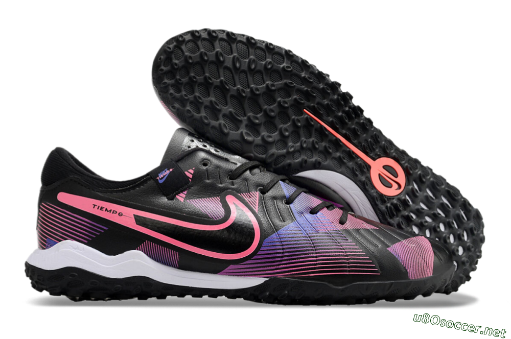 Men's Nike Tiempo Legend 10 Pro TF Football Shoes - Black/Purple/Pink 2