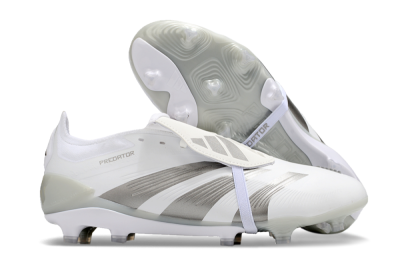 Men's Adidas Predator Elite Foldover Tongue FG Football Boots - White/Grey