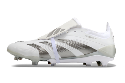 Men's Adidas Predator Elite Foldover Tongue FG Football Boots - White/Grey