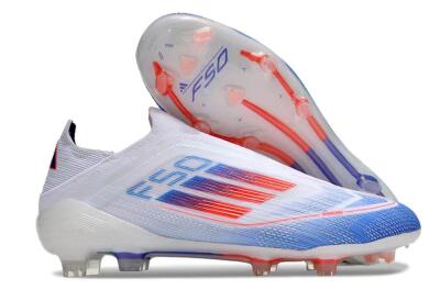 Men's Adidas F50 Adizero FG Football Boots - White/Blue/Orange