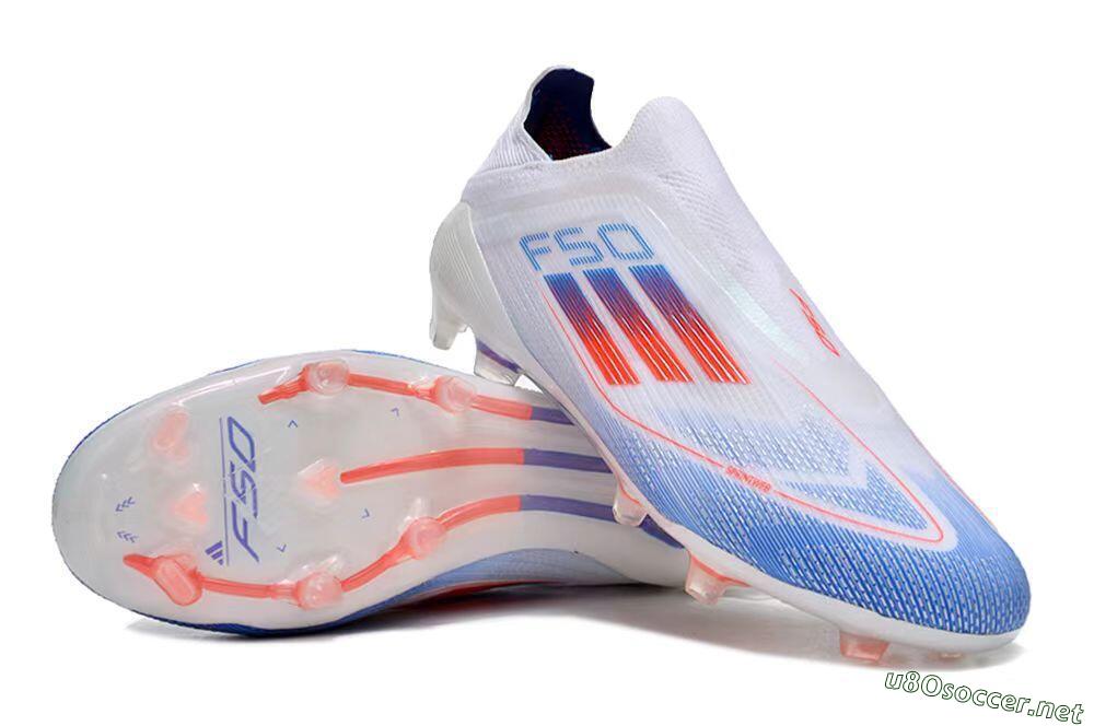 Men's Adidas F50 Adizero FG Football Boots - White/Blue/Orange 3