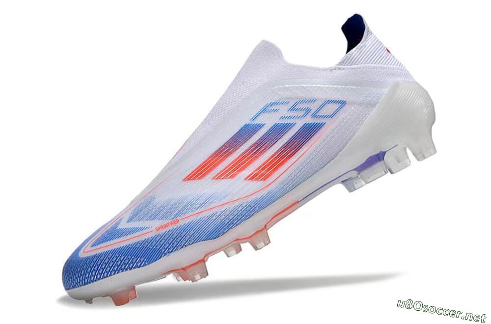 Men's Adidas F50 Adizero FG Football Boots - White/Blue/Orange 4