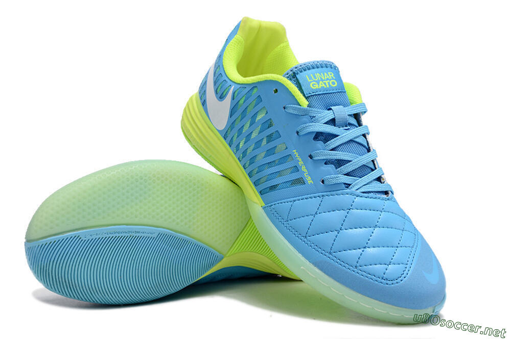 Men's Nike Lunar Gato 2 IC Football Shoes - Jade/White/Yellow 3
