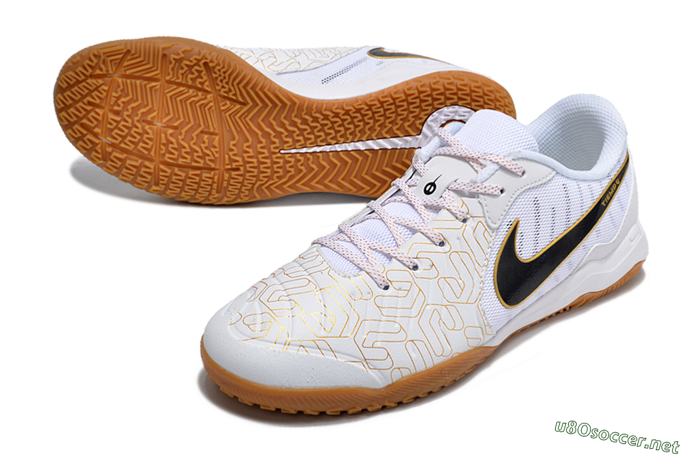 Men's Nike Tiempo Legend 10 Academy IC Football Shoes - White/Gold/Black 3