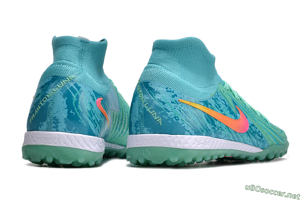 Men's Nike Phantom Luna Elite NU TF Football Shoes - Green/Pink/Orange 6