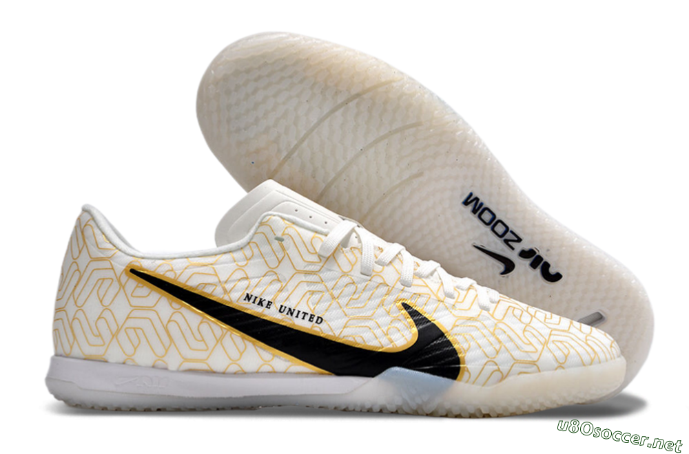 Men's Nike Air Zoom Mercurial Vapor 15 Academy IC Football Shoes - White/Gold/Black 2