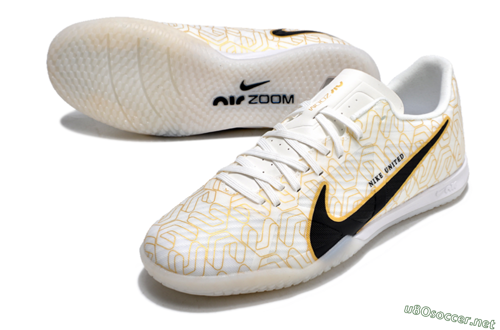 Men's Nike Air Zoom Mercurial Vapor 15 Academy IC Football Shoes - White/Gold/Black 3
