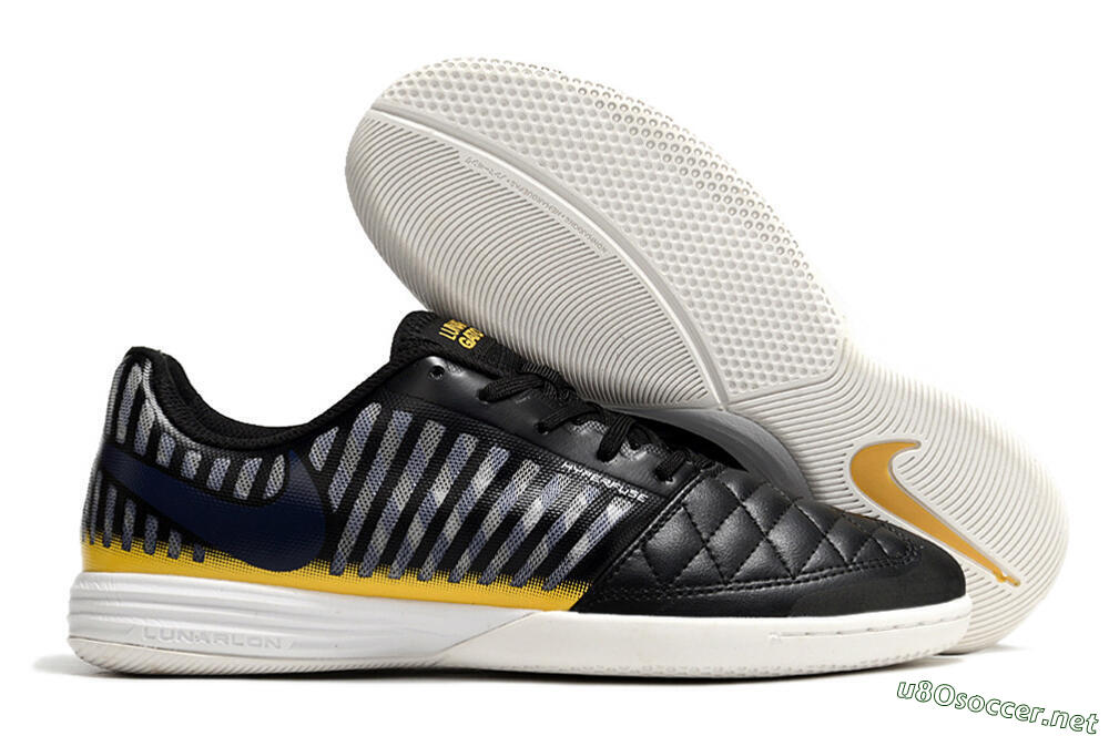 Unisex Nike Lunar Gato 2 IC Football Shoes - Black/Blue/Yellow 2