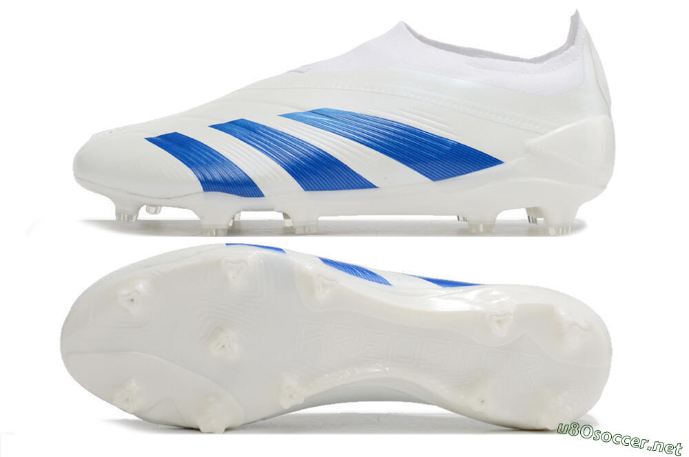 Men's Adidas Predator Elite Laceless FG Football Boots - White/Blue 1